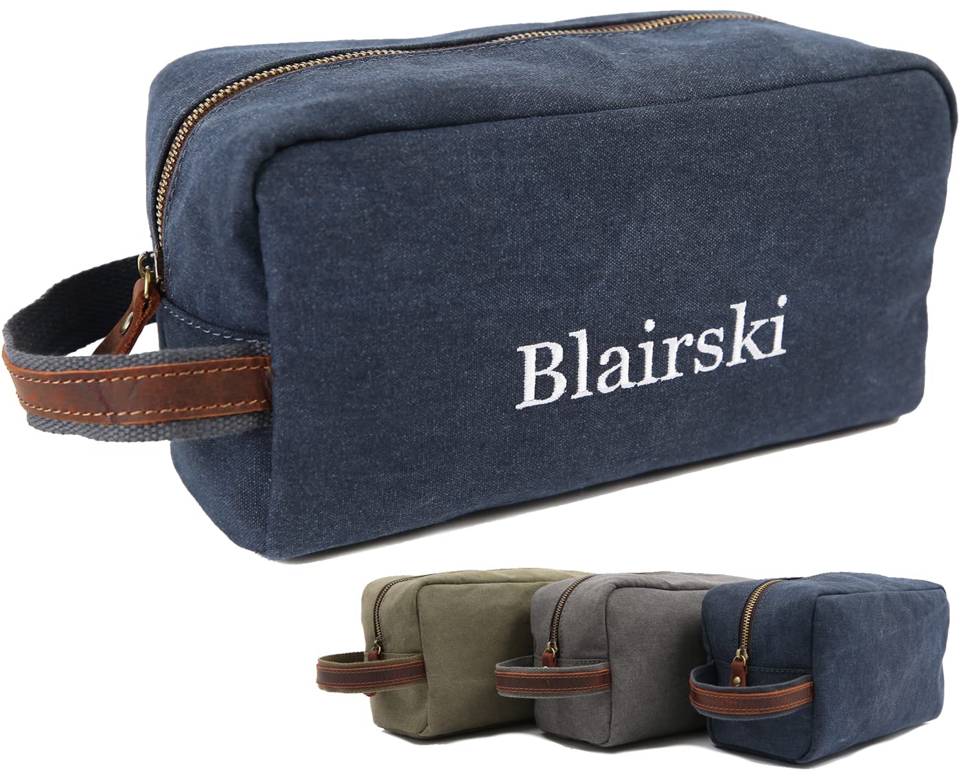 Personalized Toiletry Bag Embroidery Canvas Dopp Kit Custom Gift Monogrammed Shaving Bag With Zipper For Men And Women