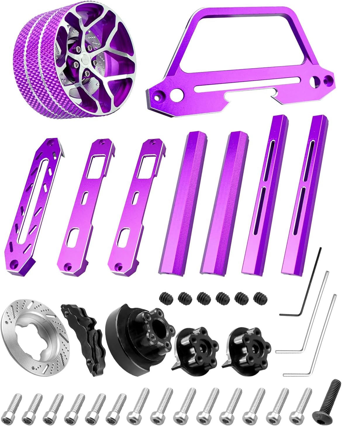 Metal Transmitter Protector Frame and Base Wheel Kit Fit for Flysky Noble NB4 Noble Lite NB4 PRO, Remote Control Upgrade Parts, Purple