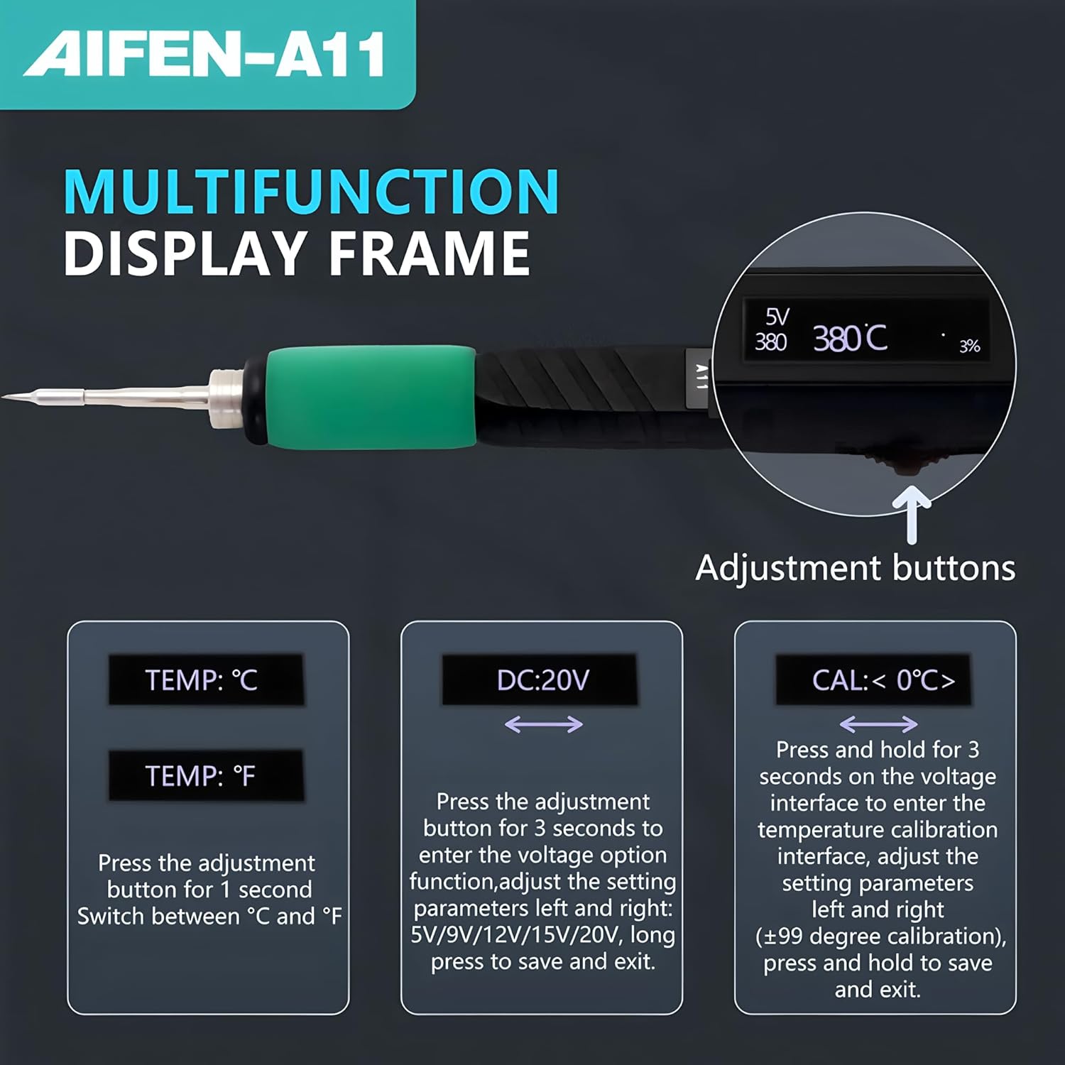 AIFEN A11 USB Soldering Station Charging Soldering Iron Portable for Cell-Phone Repair Welding Tools Compatible C210 Handle +3tips