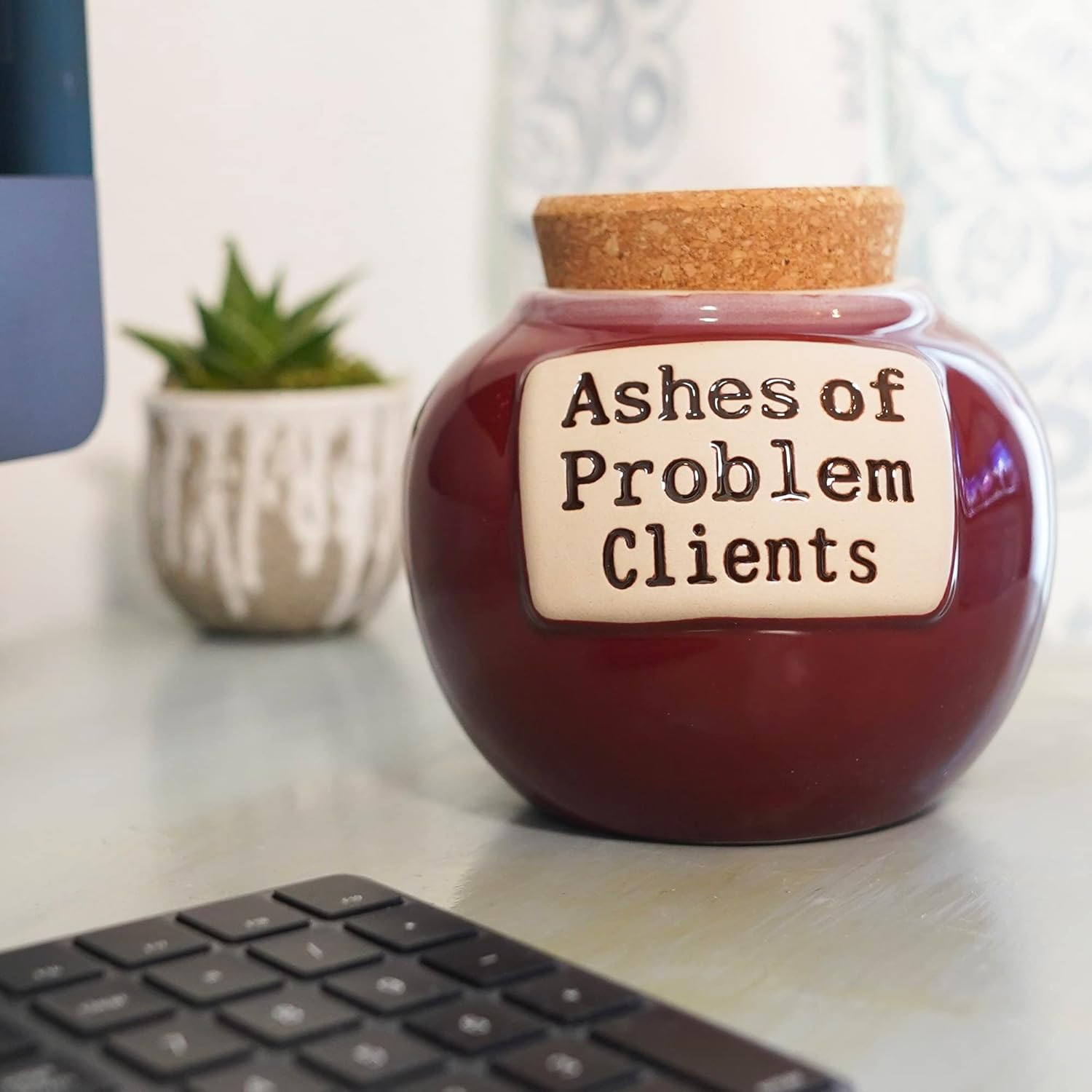 Cottage Creek Jars - Red Ceramic Ashes of Problem Clients Coin Bank & Candy Jar, Piggy Bank for Adults, Ideal Gifts for Women, Men, Dad, Attorney, Therapist, Boss