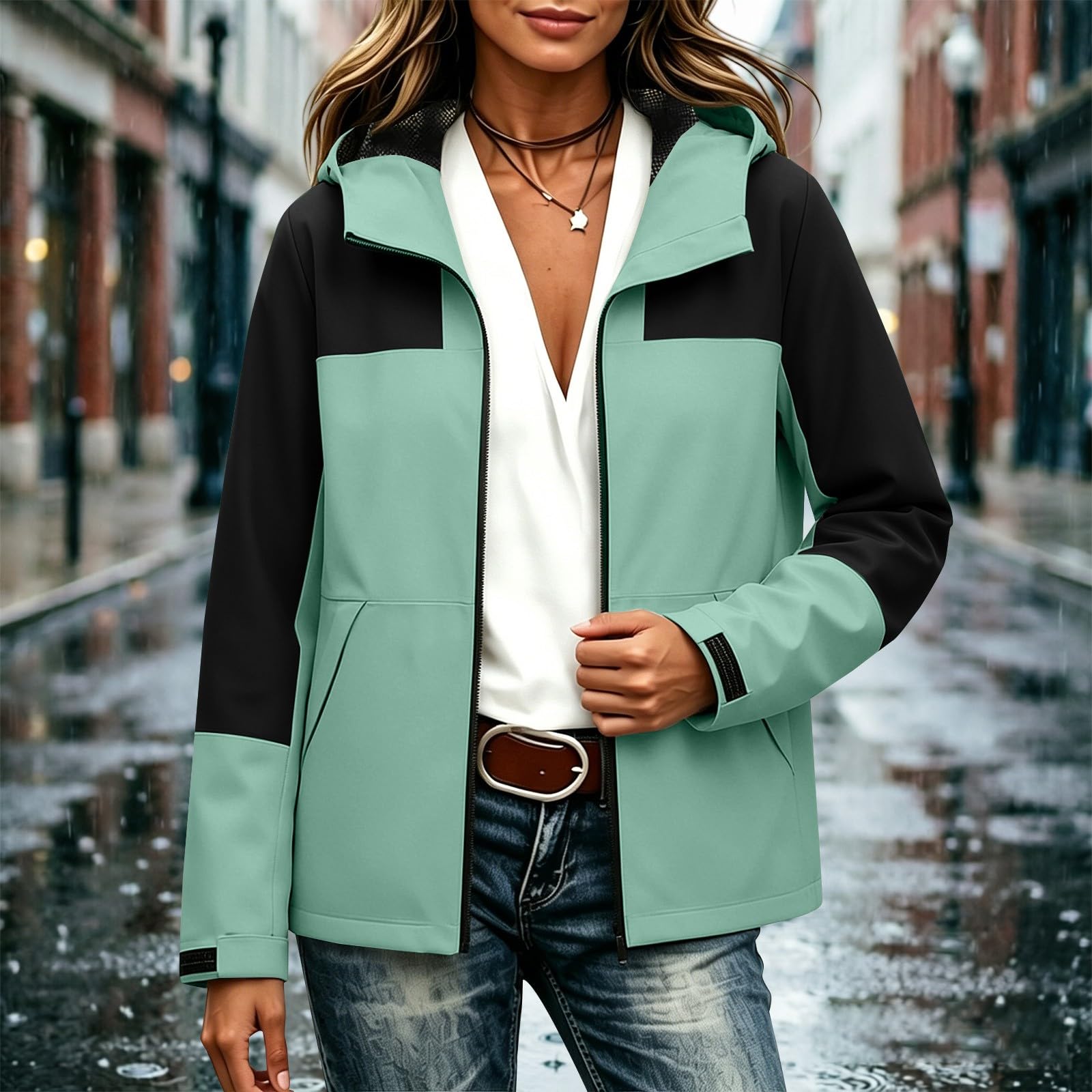 Giacca impermeabile da donna, elegante, per avventure all'aria aperta | Giacca funzionale, traspirante, impermeabile, antivento, per l'autunno, per le mezze stagioni, elegante e sportiva, foderata