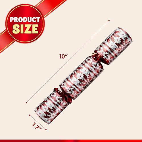 Miniatura 6 de JOYIN Paquete de 10 recuerdos de fiesta de Navidad sin broches de lujo con diseño de copo de nieve rojo con suministros de fiesta para niños y