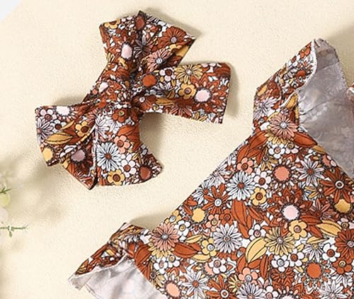 Miniatura 2 de Conjunto de 2 piezas para niñas recién nacidas con estampado de flores y diademas