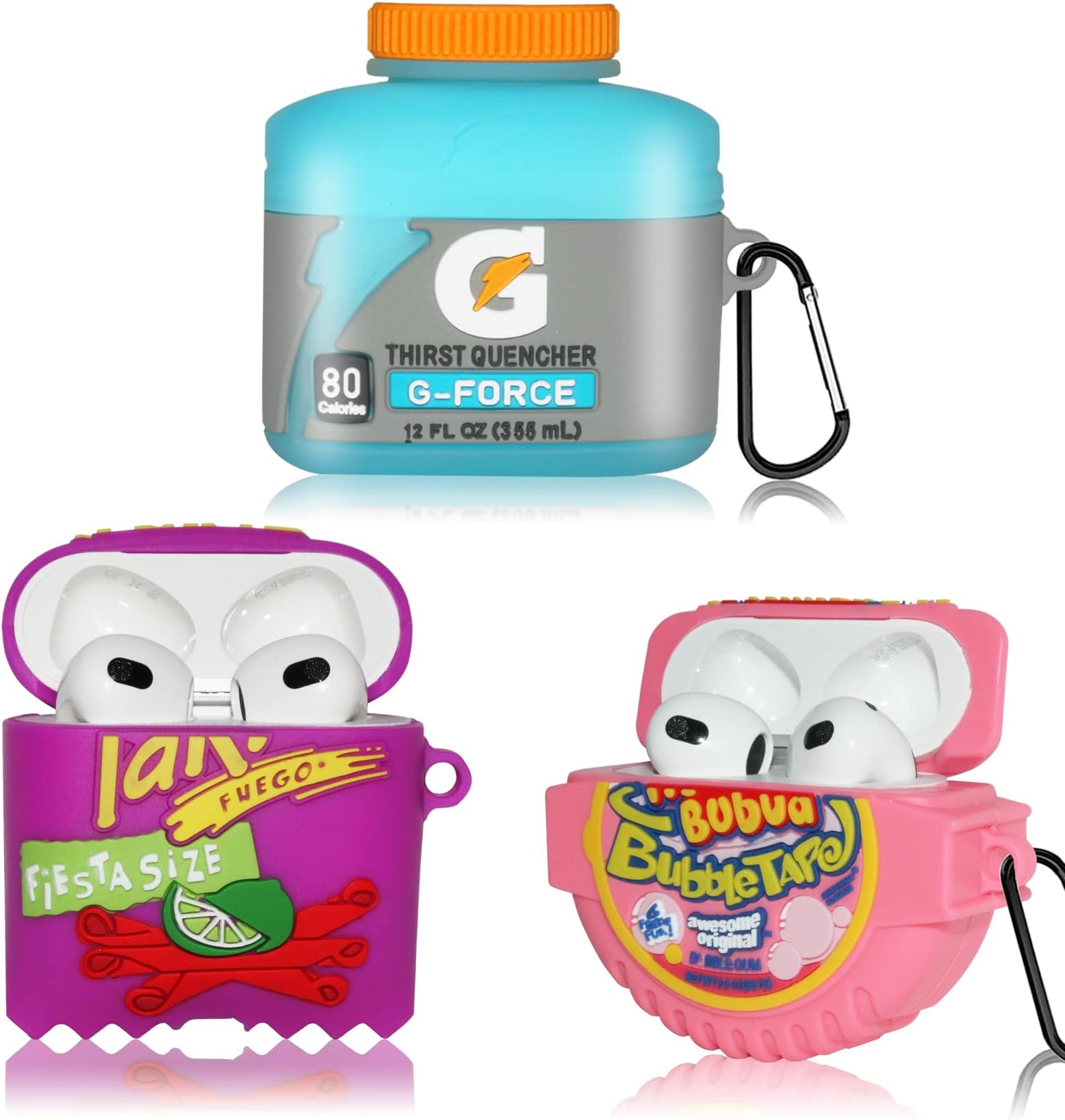 【3Pack】 Funny Case for AirPods 3rd Generation Case Accessories Set with Takis Potato&Sport Water&Bubble Gum, Cute 3D Cartoon Food Design for AirPods 3 Case, Cute Cover for AirPods 3rd Gen Case