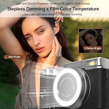 4K Digital Camera for Photography, 48MP Vlogging Camera with 180 Flip Screen, 18X Digital Zoom Compact Travel Video Camara for Beginner (Black)