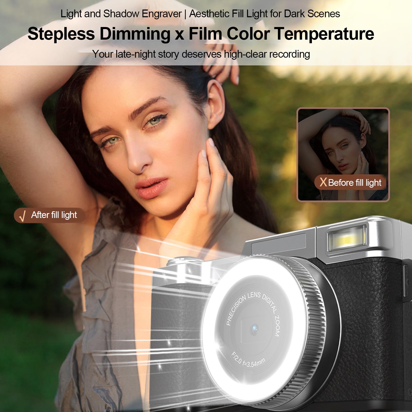 Andoer Fotocamera digitale 4K, autofocus 48 MP, fotocamera compatta portatile con schermo pieghevole a 180°, zoom digitale 16X per bambini, adolescenti, studenti, principianti (nero)