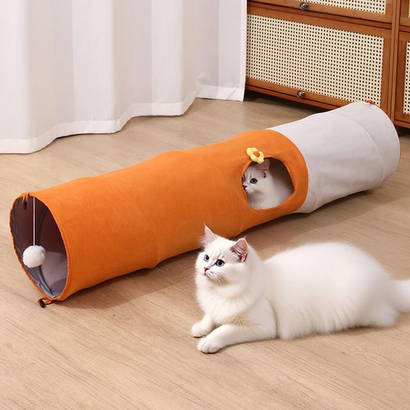 Tunnel pour Chat, Pliable avec Balle Tubes et Galeries, Tente Anti-Griffes d'Enrichissement Mental pour Outil d'Entraînement