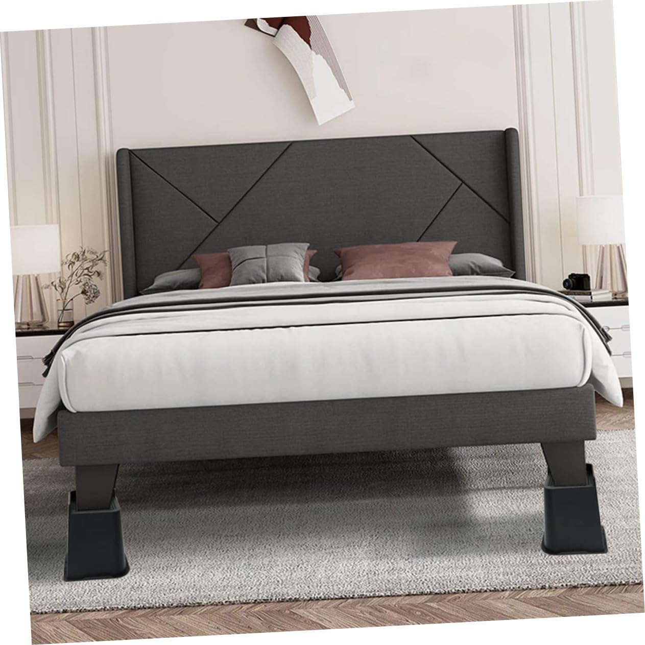 4Pcs Skid Furniture Risers for Sofa Table Chair Legs Durable Rubber Elevators Protects Floors from Damage for Couches Beds Appliances