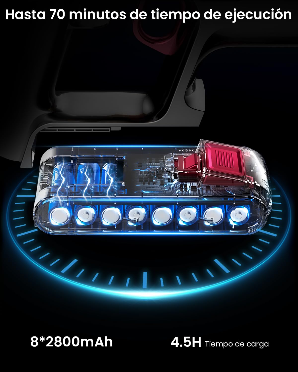 48Kpa/600W/70Mins Aspiradora sin Cable, Aspiradora Escoba sin Cable de 1.6 L/Pantalla Táctil LED,Capa de Filtración de 8 Etapas, Autocargable,Adecuado para Suelos/Alfombras/Pelo de Animales