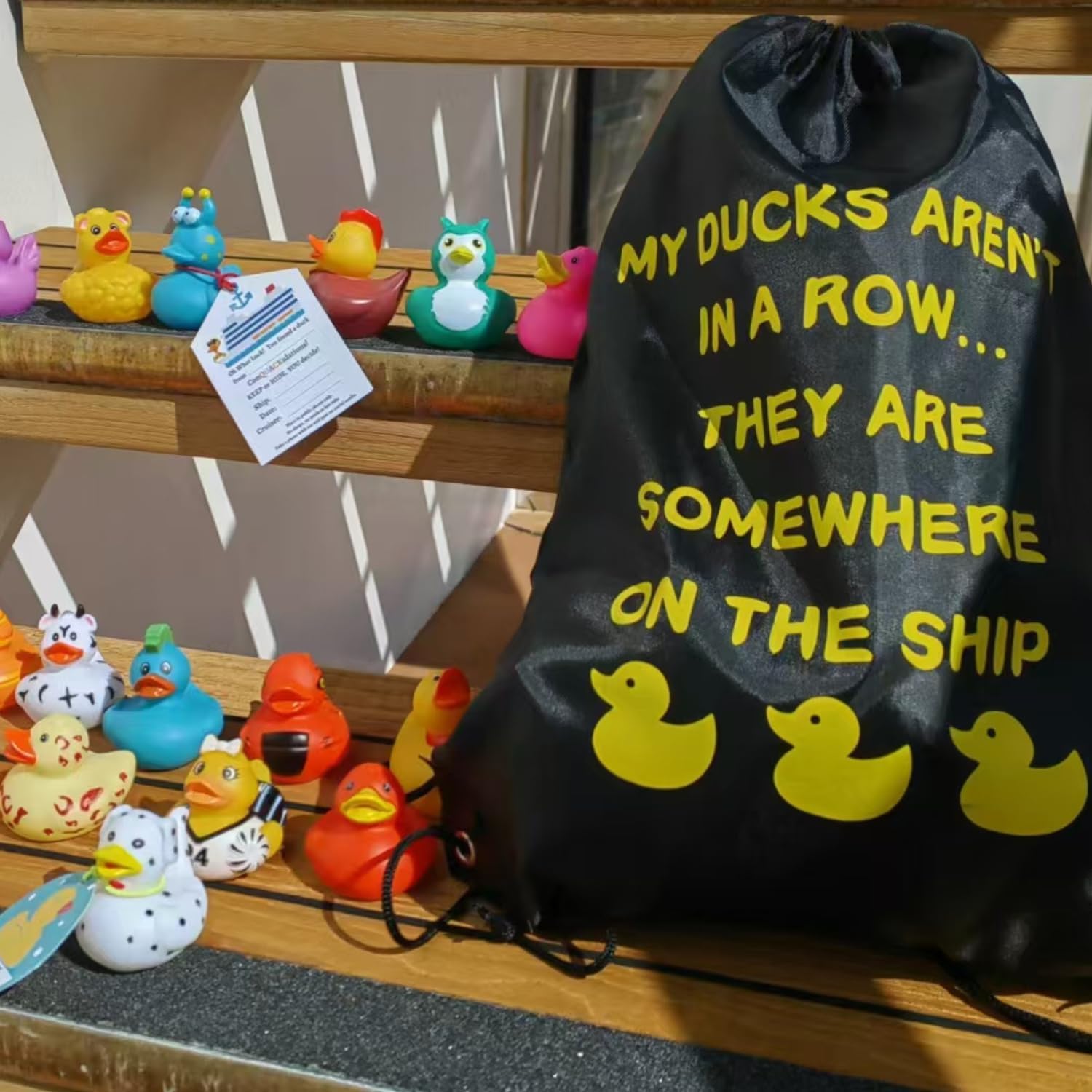 Rubber Duckies 61-Piece Ducking Kit - 20 Ducks, 1 Bag, 20 Cards, 20 Bands - Set for Major Cruise Lines