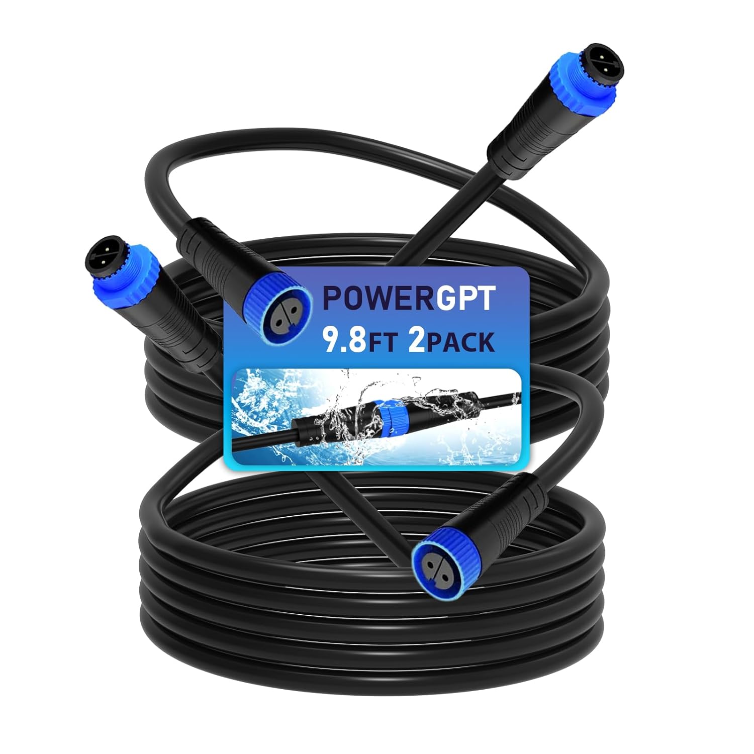 (2 Pack for Philips Hue Outdoor Extension Cable, 9.8ft Watherproof Power Cord Extension Cord for Philips hue Outdoor Lights,Compatible with Lily Spot, Lily XL, Calla Pathway, Impress Pedesta