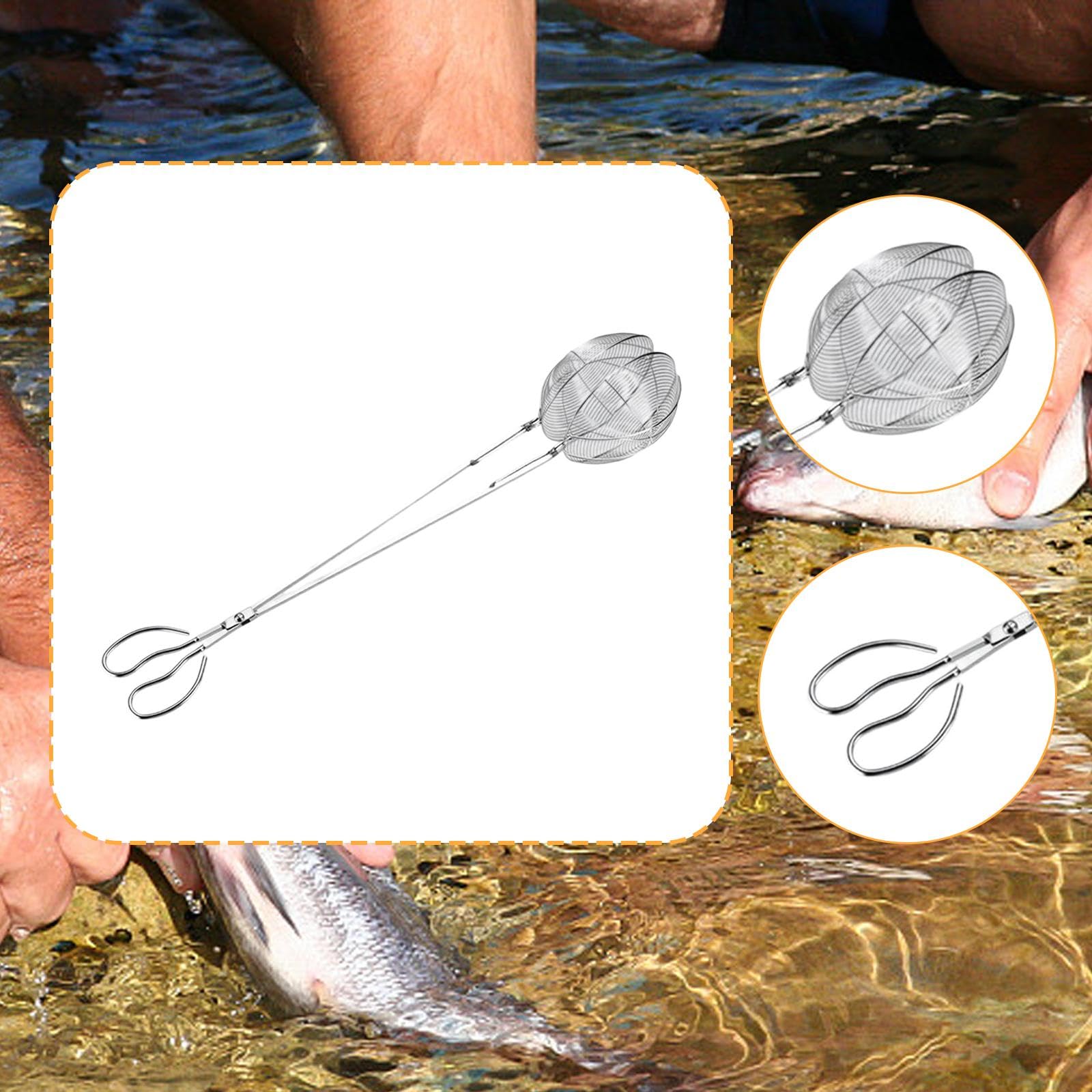 Homyl Fischzange Edelstahl Fischgreifer Ergonomischer Griff Fischkontrollzange Leichtgewichtige Konstruktion Multifunktionales Krabbenfangwerkzeug für Angle