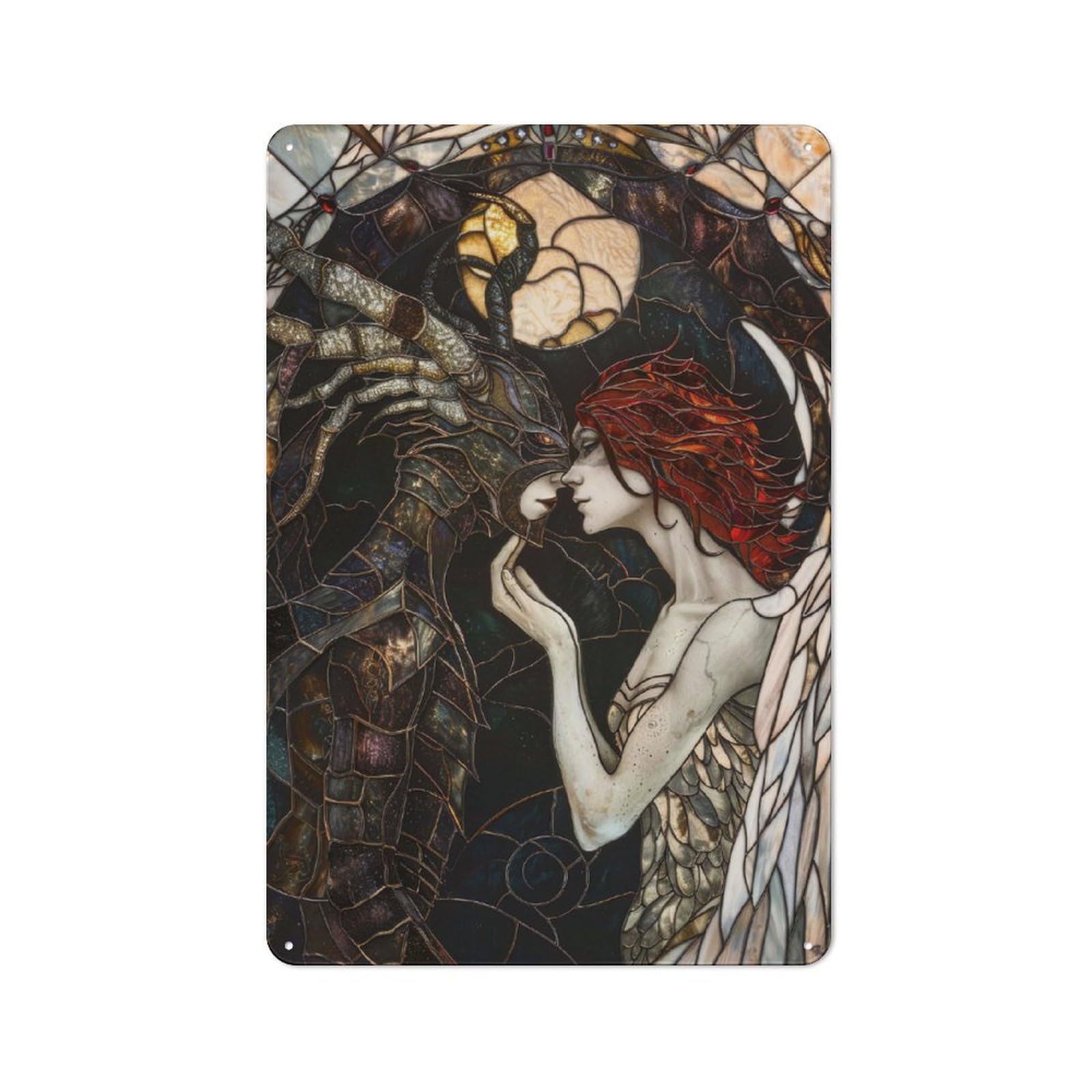 Junmoney Angel And Demon Stained For Man Cave Or Games Room, Retro Tin Sign 30X20cm, A Christmas Gift For People Styling Man Cave And Games Room