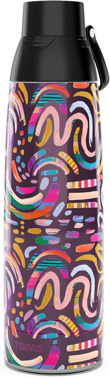 Tervis Venture Water Bottle EttaVee - Purple Swirls Triple Walled Insulated Tumbler Travel Cup Keeps Drinks Cold & Hot, 26oz, Stainless Steel