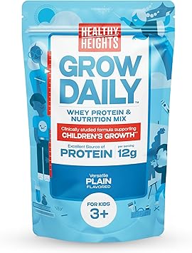 Healthy Heights Grow Daily Kids Protein Drink Mix Plain - High Protein Shake for Kids 3+, 21.6 oz