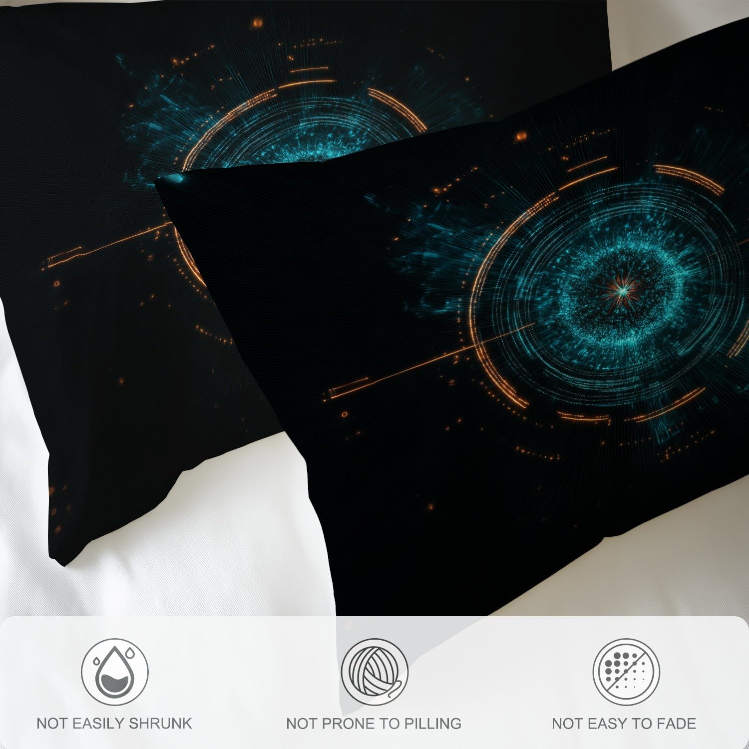 Soft Touch Design Black Blue Fantasy Bedding Set Mystery Future Technology Machine Washable Microfiber for Teen Duvet Cover 150 x 200 cm