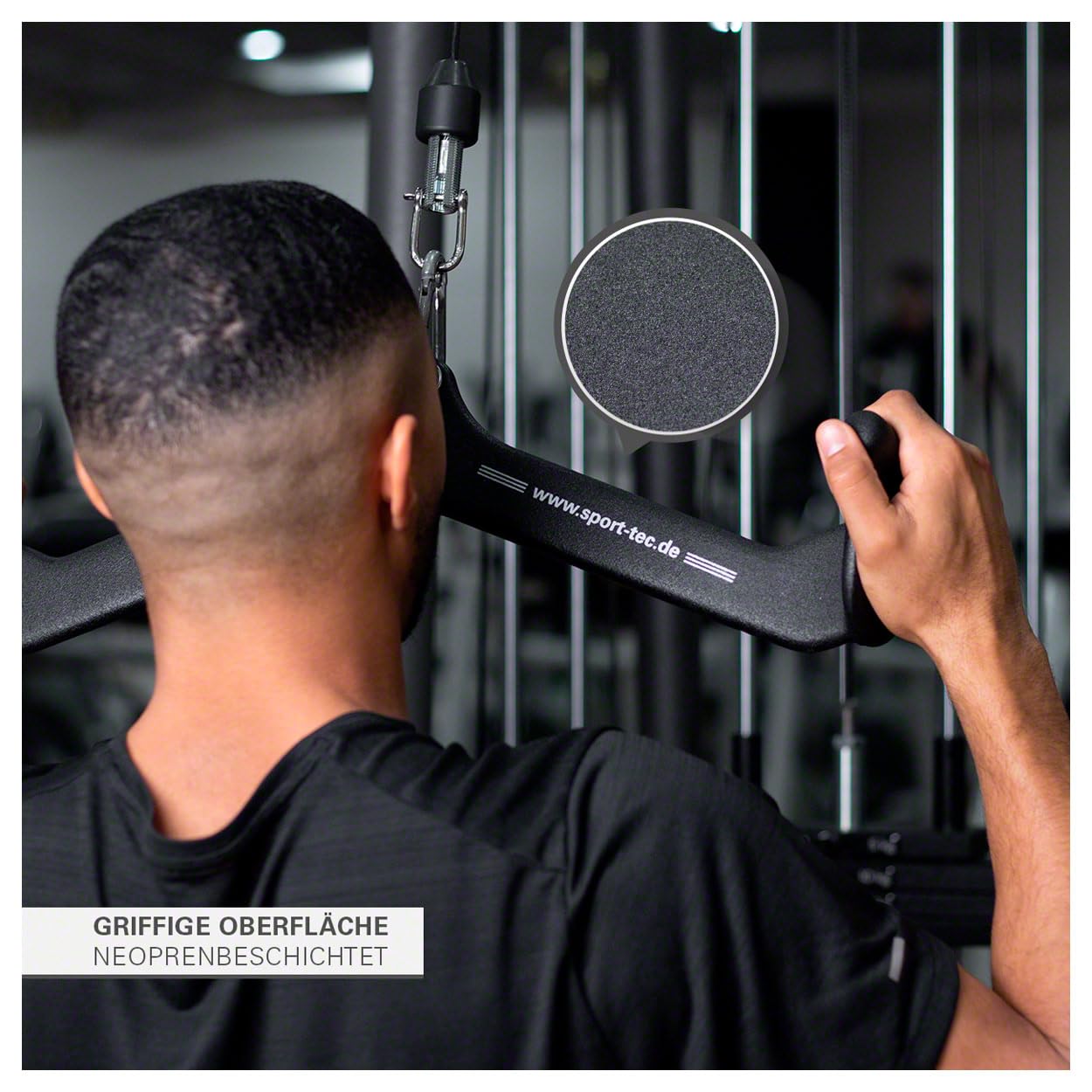 Sport-Tec ergonomischer Latzug- und Rudergriff, Seilzug Krafttraining Muskelaufbau Bizeps Curls, 54x10 cm