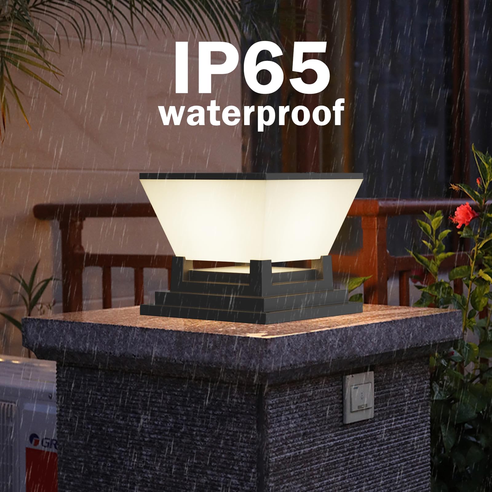 ACMHNC Luz Solar Sobremuro Exterior - IP65 Farolas Solares Exteriores - Farol Solar Exterior Jardin - 3000/4000/6000k - 10~16h Autonomía - Luz Para Jardín Entrada Valla Patio, Negro