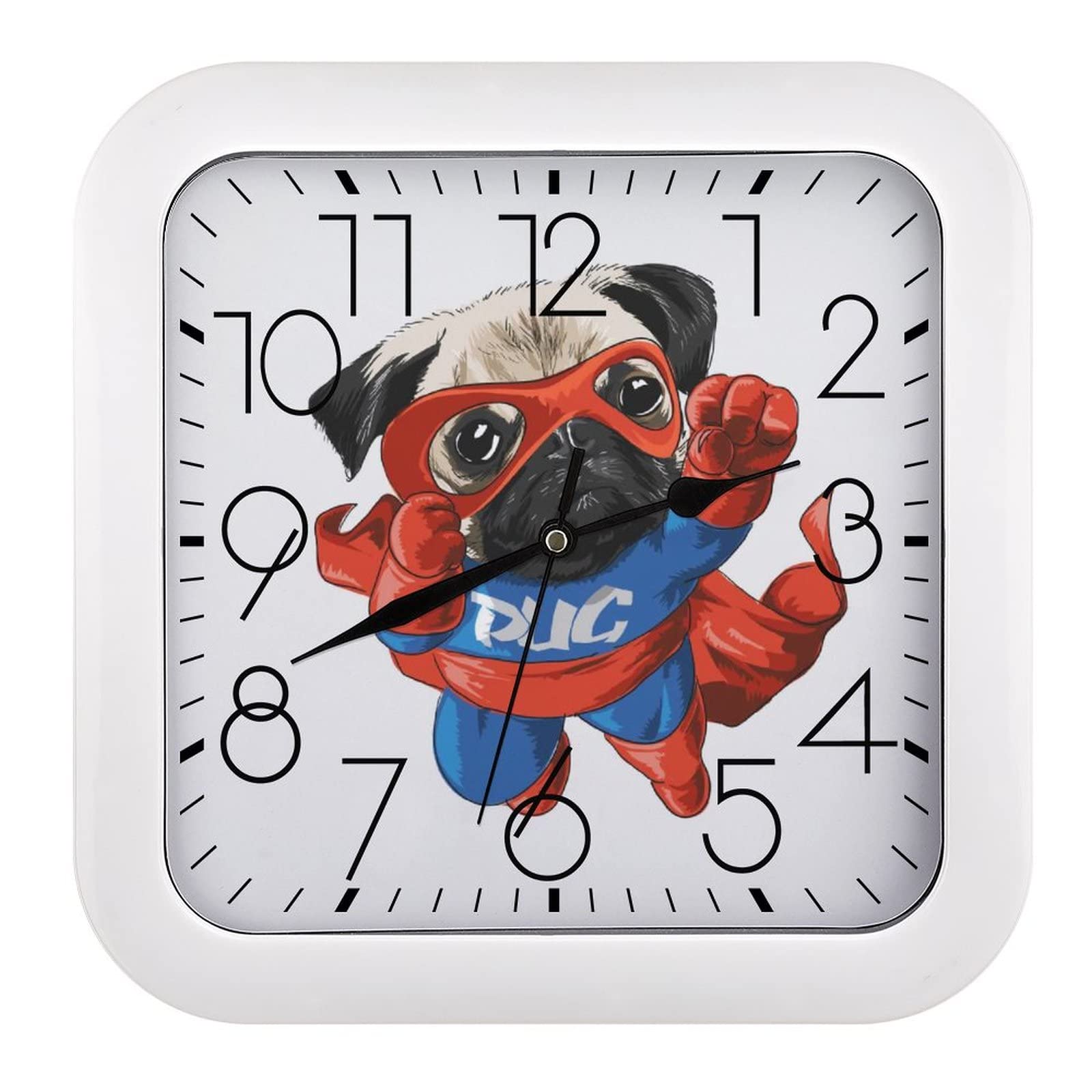 Horloge murale moderne Chien Héroïque pendule silencieuse 26x26cm maison école bureau
