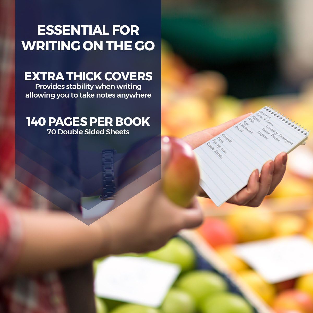 The Pocket Notebook – Spiral Notebook, Notepad, Writing Pad, Field Book for Reporters, Journalists, & Law Enforcement, Gregg Ruled, Top Bound – 3.75 x 6 Inches, 70 Sheets / 140 Pages (Pack of 12)