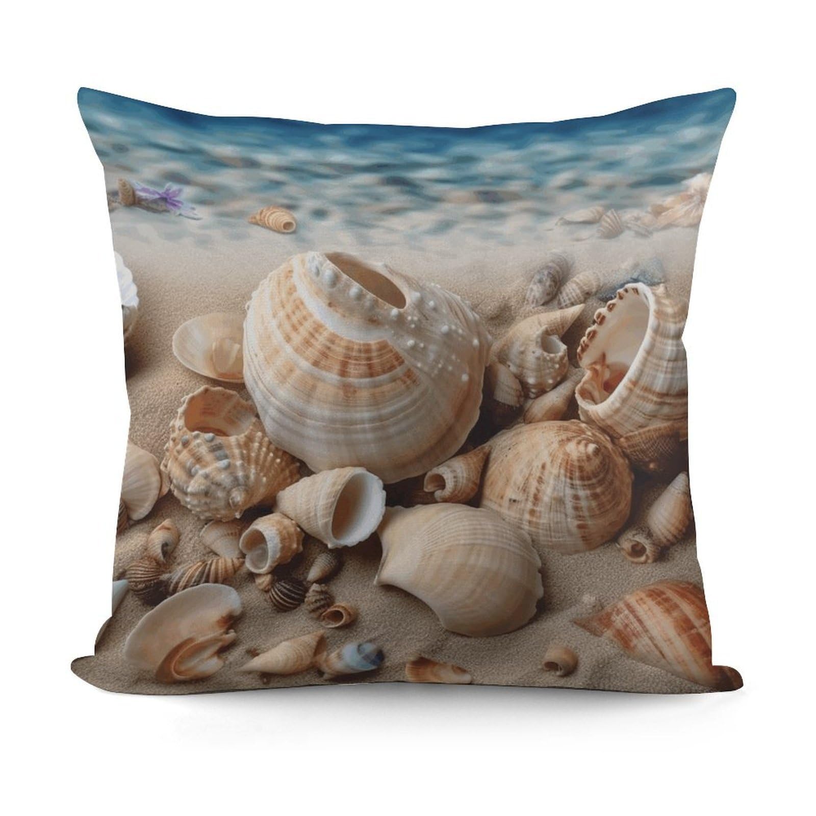 Adfgyerh Style Seashells By The Seashore Decorative Pillow Covers, Throw Pillow Covers Soft For All Seasons, Pillowcases For Couch Living Room Sofa Bedroom 18X18 Inch