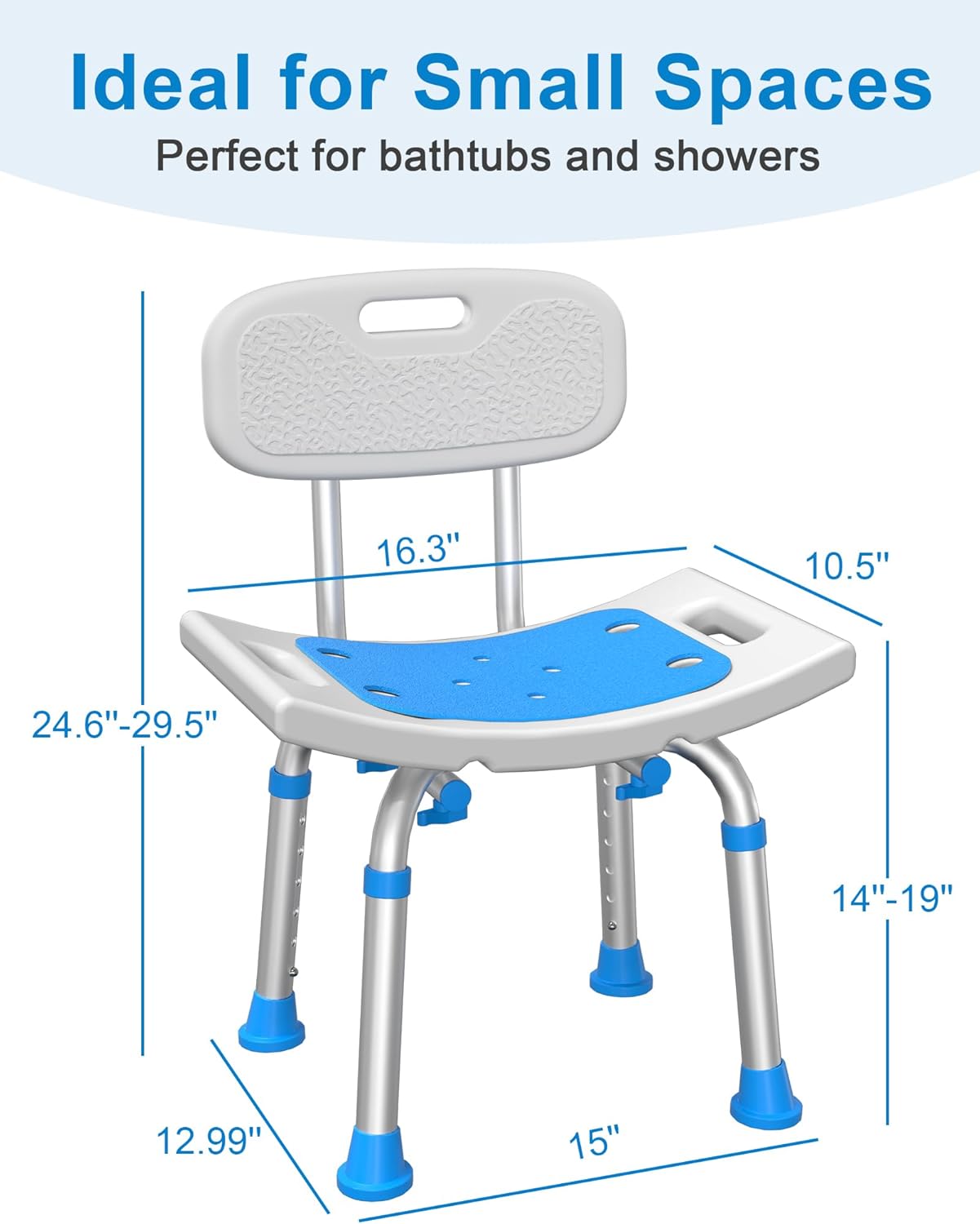 HOMLAND Shower Chair for Inside Shower with Removable Back, 400 lbs Heavy Duty Bath Seat for Bathtub, Safety Bath Stool for Seniors and Disabled