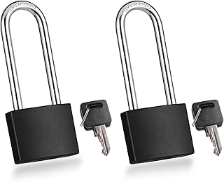 Aluminum Padlock with Key, 2-1/2 Inch Long Shackle Pad Lock with 2 Keys， Lock and Key for Outdoor Fence， Sheds, Storage Unit, Gate, Toolbox,Trailer，Garages，2 Pack