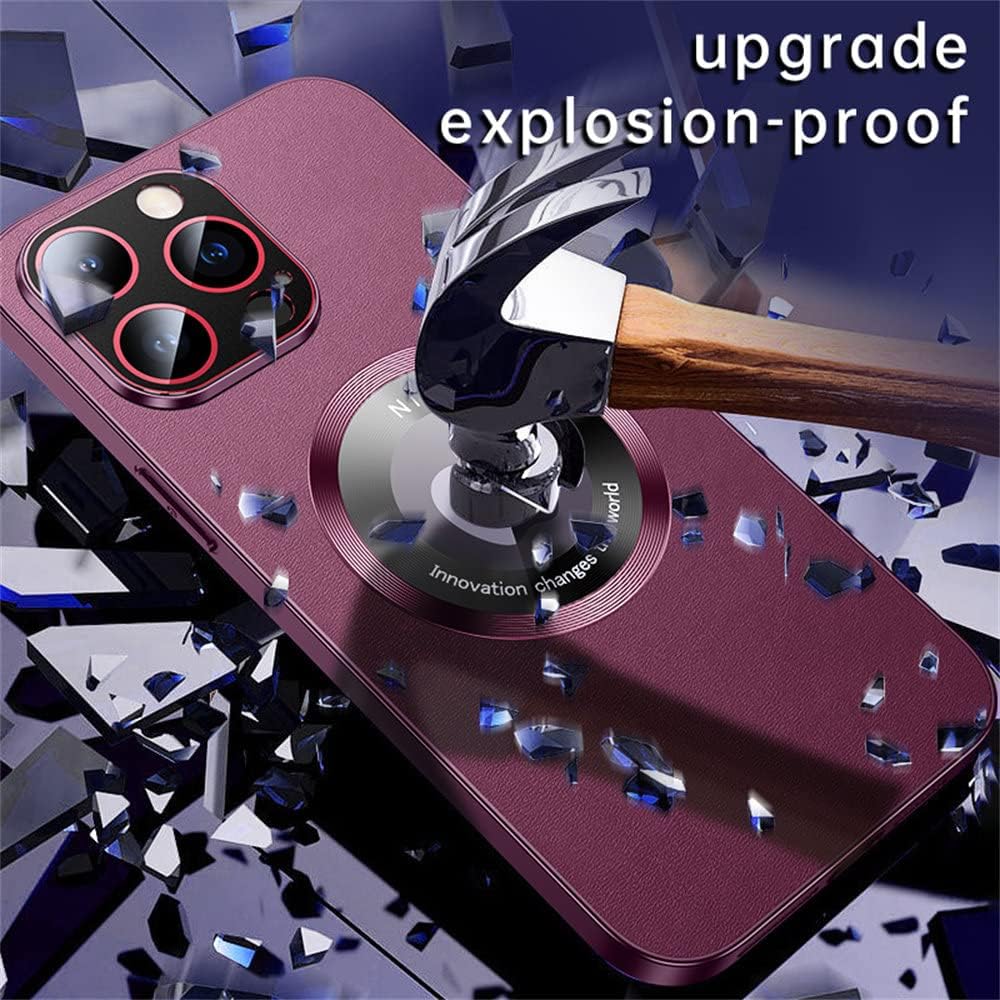 for iPhone 13 ProMax Cover Fashion Sign Hole Magnetic Phone Case for iPhone 14 Plus 12 13 Pro Max with Lens Film Cover,Silver,for iPhone 14 Plus