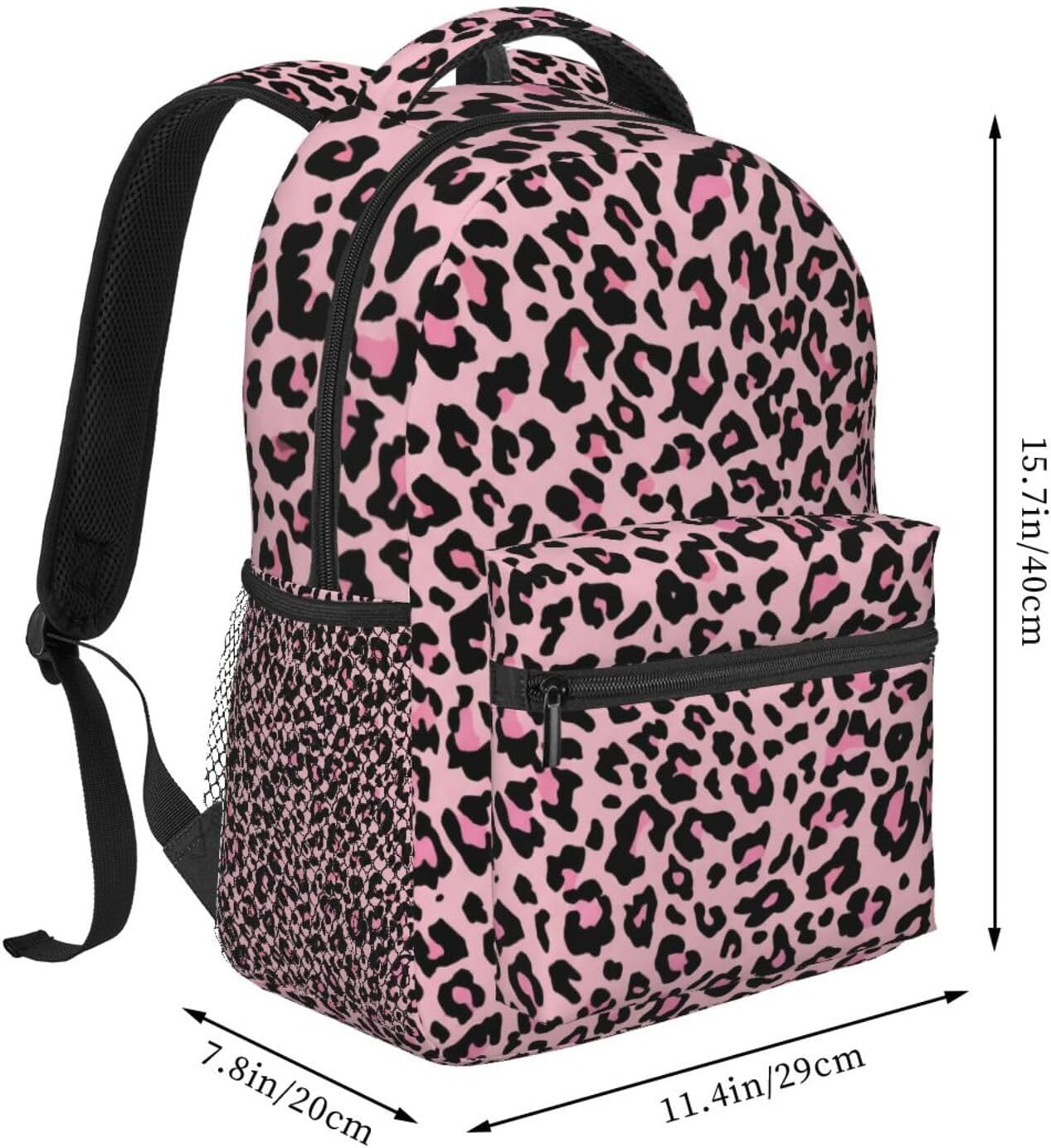 Fiokroo Pink Leopard Print Laptop Backpack For Men Women Laptop Travel Hiking Daypack Bag With Multiple Pockets College image 2