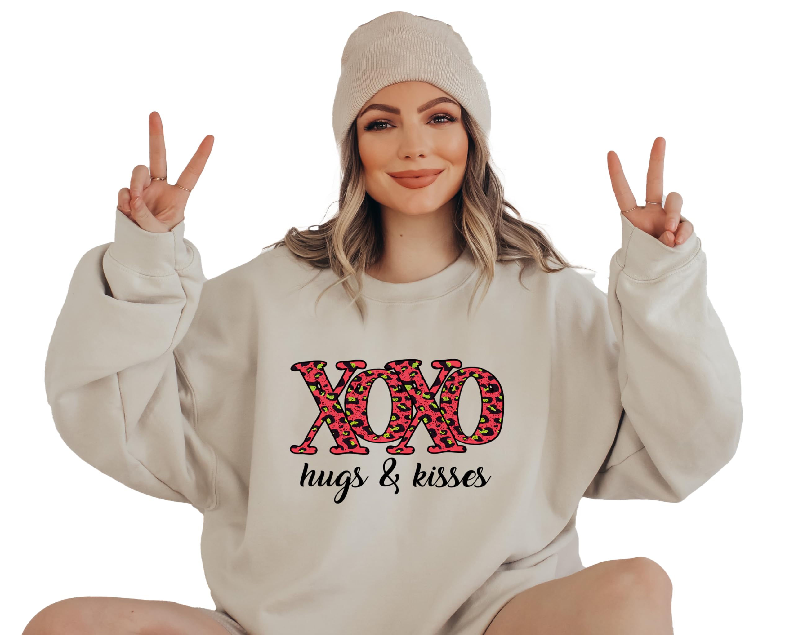 Hugs And Kisses Sweatshirt, Winter Holiday Pullover, Valentine’s Day Gift, Crewneck Hoodies, Xoxo Printed Shirt