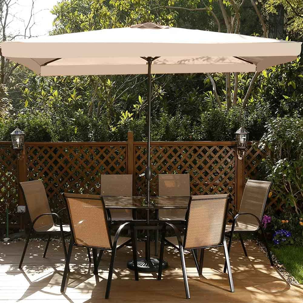 BAKAJI Ombrellone da Giardino 3x3 Mt Palo Centrale in Acciaio Struttura 8 Stecche Sistema Air Vent Arredamento Gazebo Piscina Terrazzo Ambienti Esterni Tortora