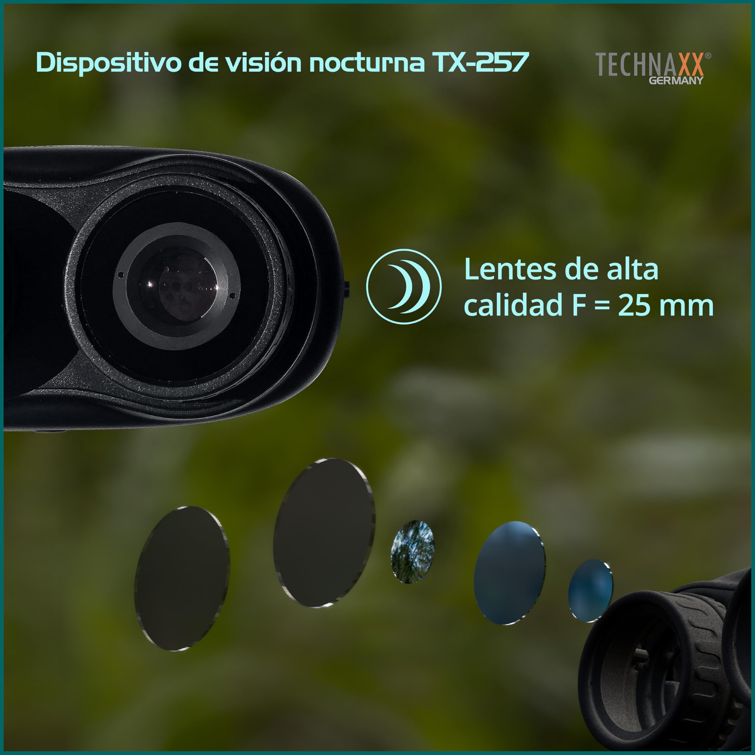 Technaxx Visor Nocturno – Video Full HD 1080p y Foto 40MP – Aumento Óptico 4X, Zoom Digital 8X – LED IR 850nm hasta 150m – Pantalla IPS 3 Pulgadas – Batería 2500mAh – para Caza y Outdoor - TX-257