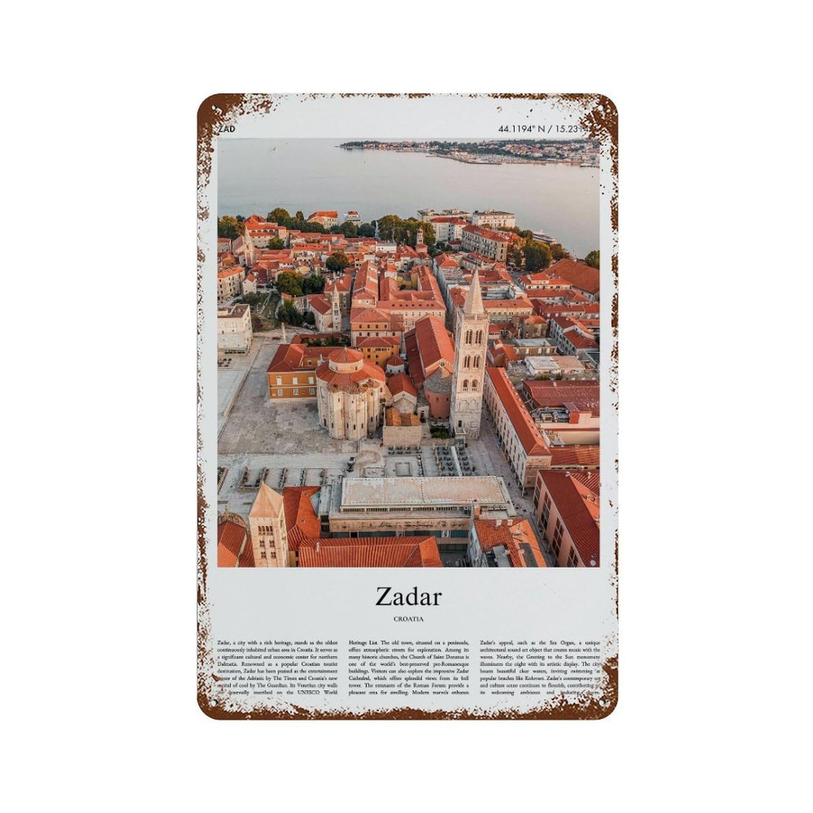 xiaoxiaoshen Zadar Croatia City Scenery Wall Decor Art Metal Tin Poster Modern Home Decor Art Home Bar Shop Decorations Vintage Sign 30x20cm
