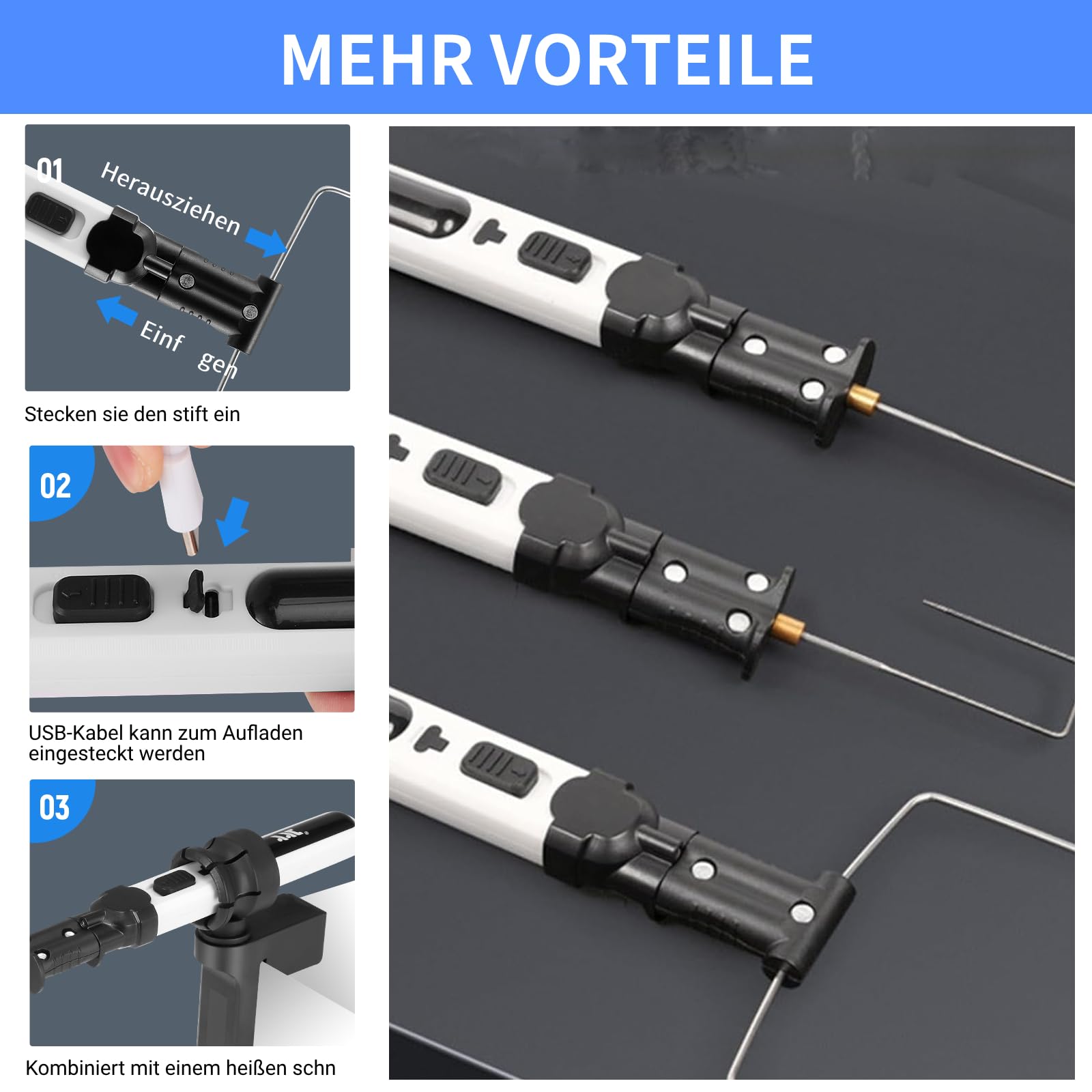 Styroporschneider Heißdrahtschneider Akku,Elektrischer styropor schneider mit LED-Vorleuchte,Kunststoffbox, Heiß-styroporschneider für Schnittkanten Kunststoffe & styropor(Weißer Style)