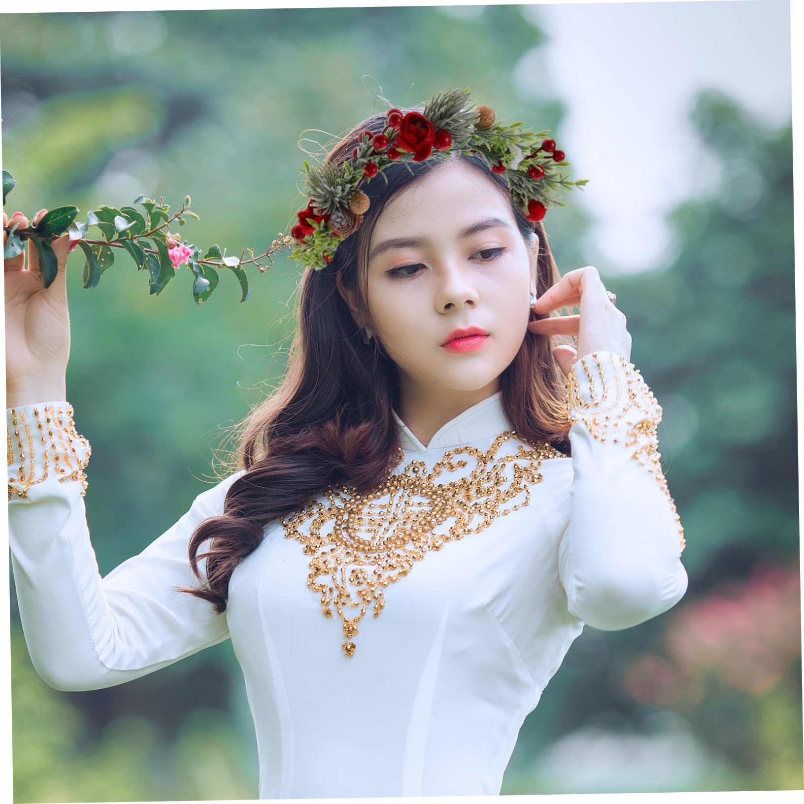 GALPADA 4stücke Künstlicher Blumenkranz Haarschmuck Mit Blättern Stilvolles Haarband Für Festivals Hochzeiten Und Kostüme Dekorative Krone Für Frauen Und Mädchen