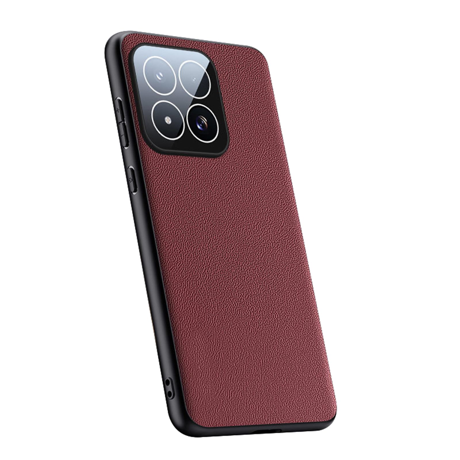 Fdujinh Red Case For Xiaomi 17Max, Slim Leather Cover Built-In Lens Protector Business Style Minimalist Phone Shell,,17Max