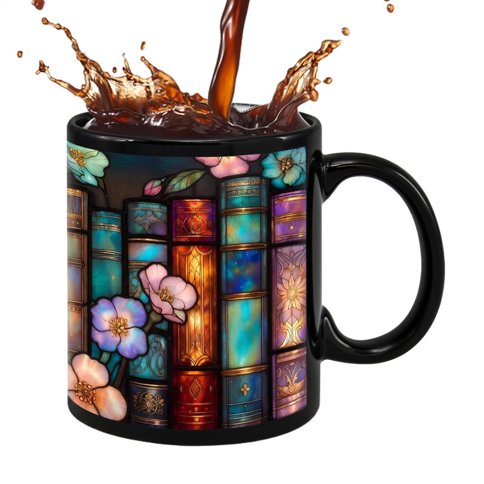 Taza de café estantería en cerámica esmaltada con acabado detallado y asa