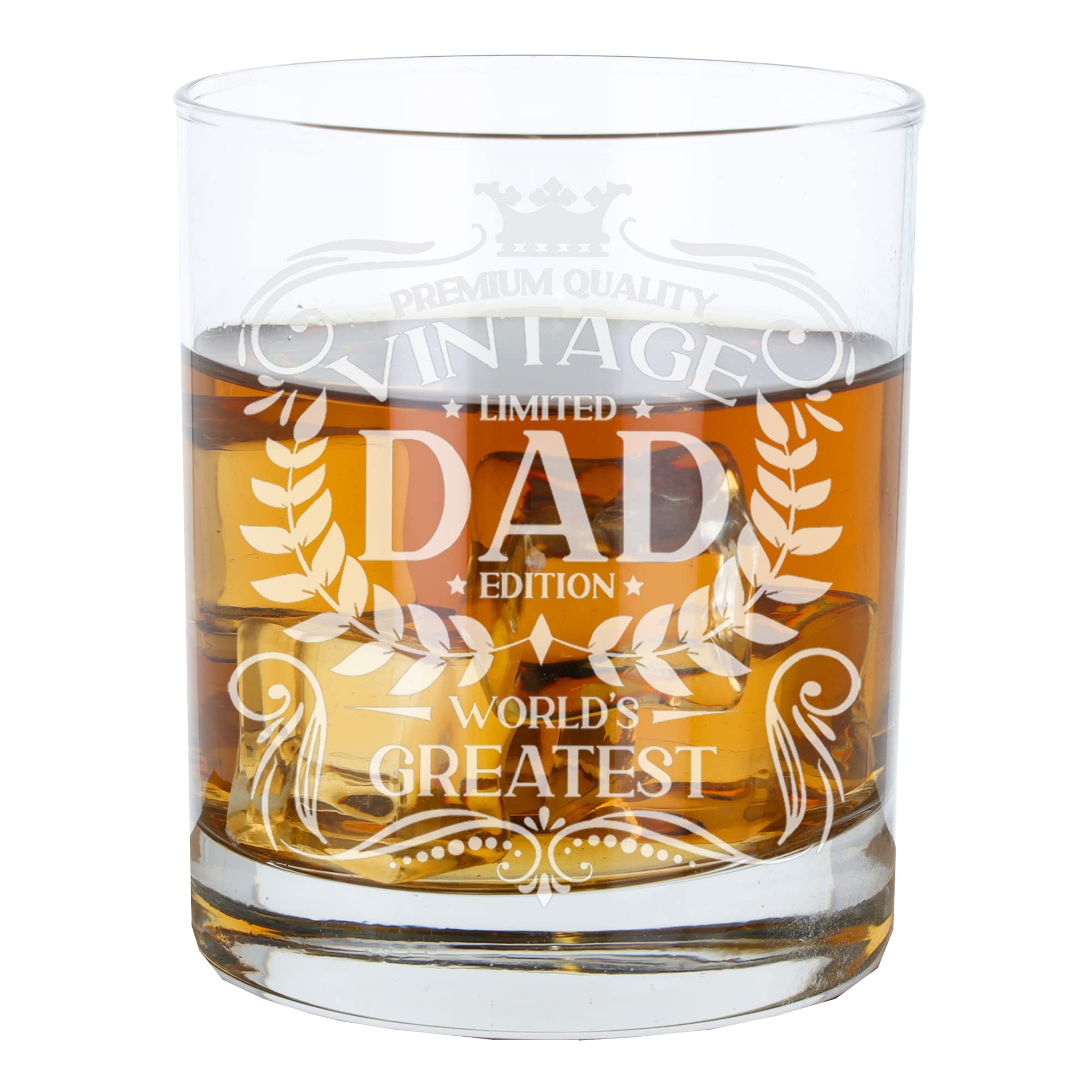 Always Looking Good Gifts for Dad Vintage World's Greatest Dad Engraved Whiskey Glass Present for Fathers Etched Whisky Bourbon Scotch Lowball Tumbler Glasses