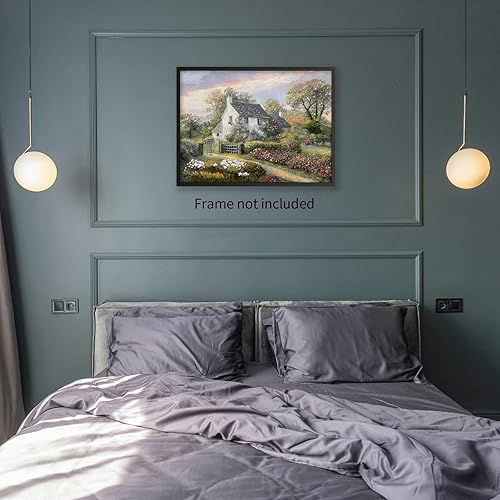 Miniatura 3 de Haitunone Pintura al óleo de campo francés, arte de pared, póster de casa de campo de campo, jardín, impresiones clásicas vintage de paisaje natural