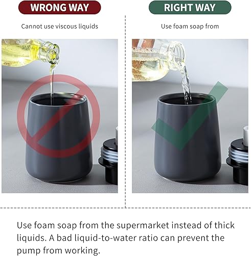 Miniatura 4 de Dispensador de Jabón Espumoso Enra, Dispensador de Jabón de Espuma Cerámico de 12 oz, para Baño, Cocina con Bomba Fácil de Presionar (Tipo Espuma