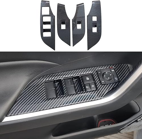 ruihe 4 piezas de fibra de carbono color coche interior puerta ventana ventana panel cubierta ajuste ajuste para Toyota RAV4 2019 2020 2021 2022