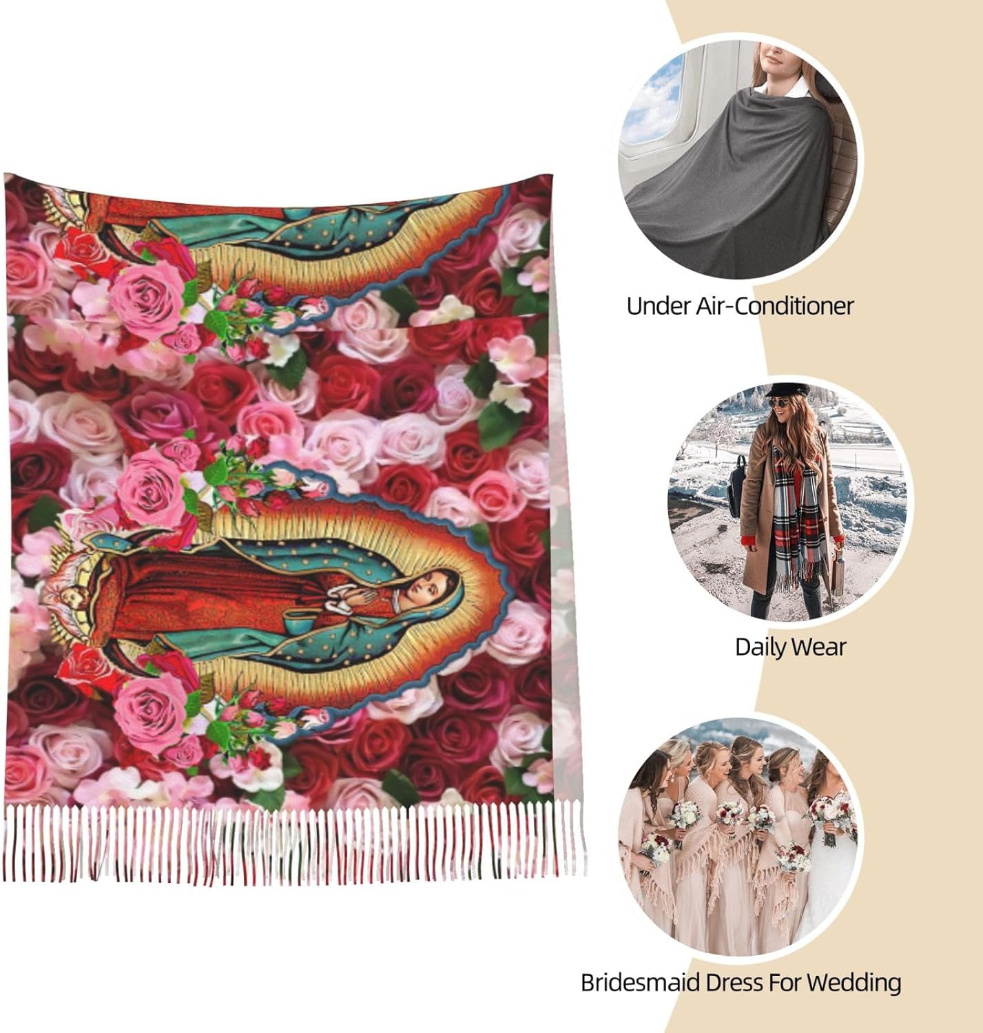 Virgen de Guadalupe scarf women Virgin Mary scarf shawl catholic shawls - Image 6