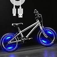 Vista 8 de Luces de rueda de bicicleta recargable, paquete de 2, luz de radios de bicicleta, resistente a la intemperie, luces de bicicleta para adultos