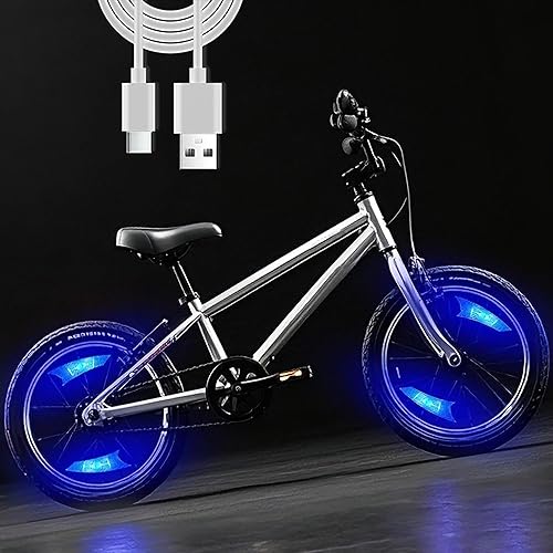 Miniatura 5 de Luces de rueda de bicicleta recargable, paquete de 2, luz de radios de bicicleta, resistente a la intemperie, luces de bicicleta para adultos