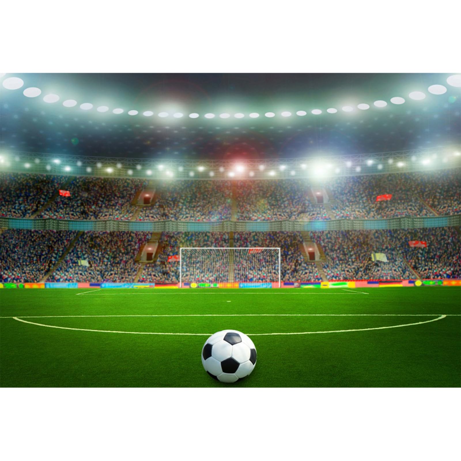 YongFoto 3x2m Vinyl Foto Hintergrund Fußballfeld Sport Bühnenbeleuchtung Innenraum des grünen Grases Fotografie Hintergrund für Fotoshooting Portraitfotos Party Kinder Hochzeit Fotostudio Requisiten