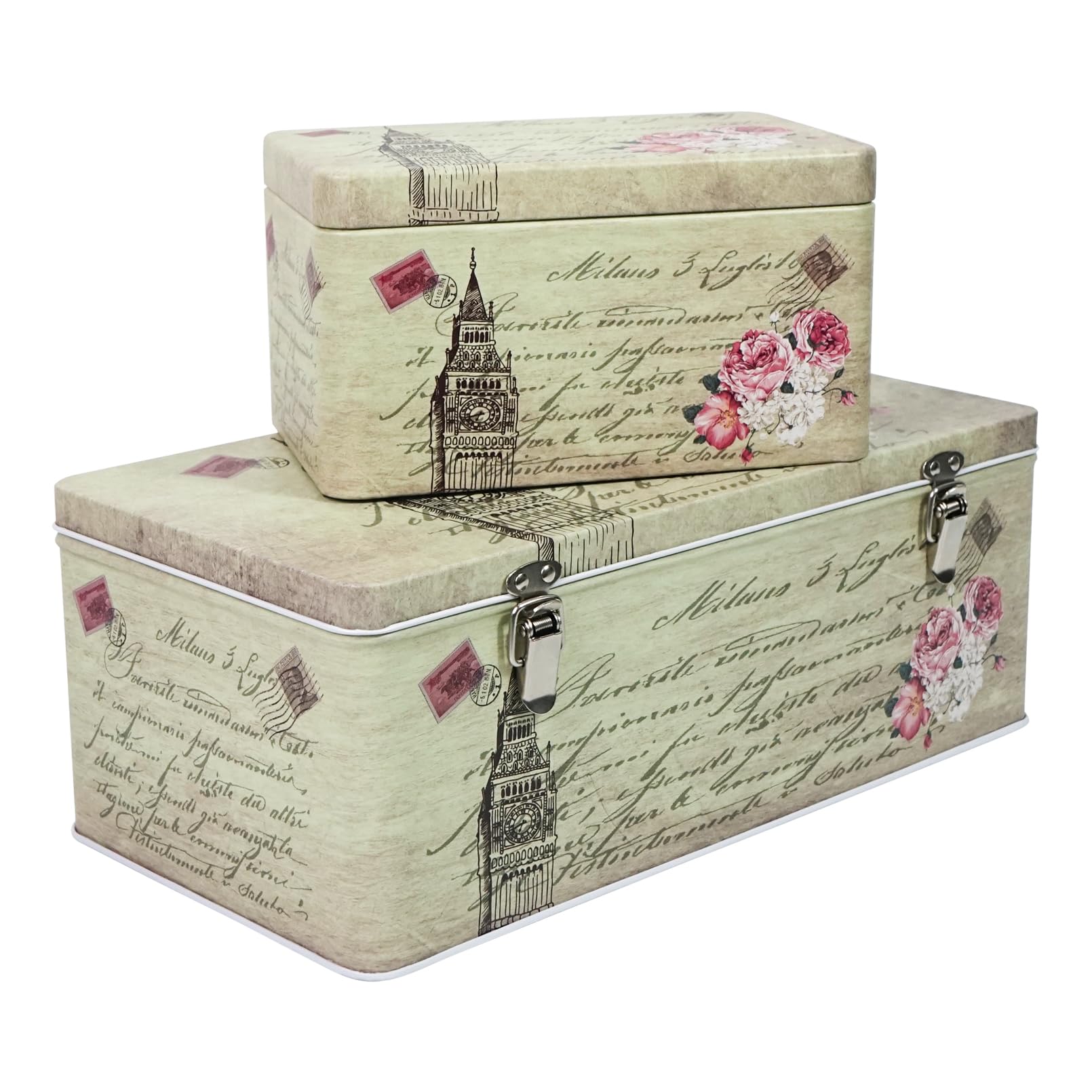 アンティーク　クリーム＆グリーン　ティンBOX Amazon.com: DreamsEden Tin Metal Keepsake Boxes, Vintage