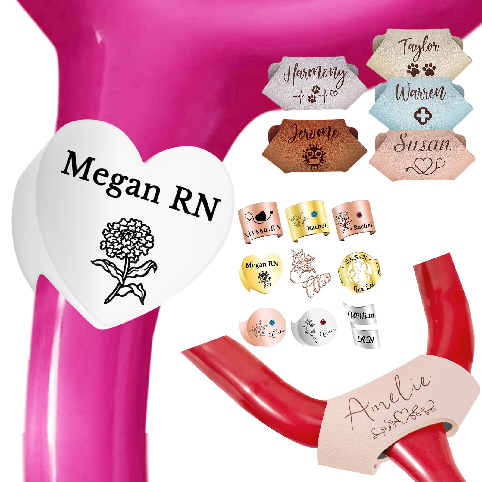 Stethoscope Name Tag Personalized Stethoscope ID Tags Custom Stethoscopes Charms Accessories Nurses Week Gifts for Doctor RN