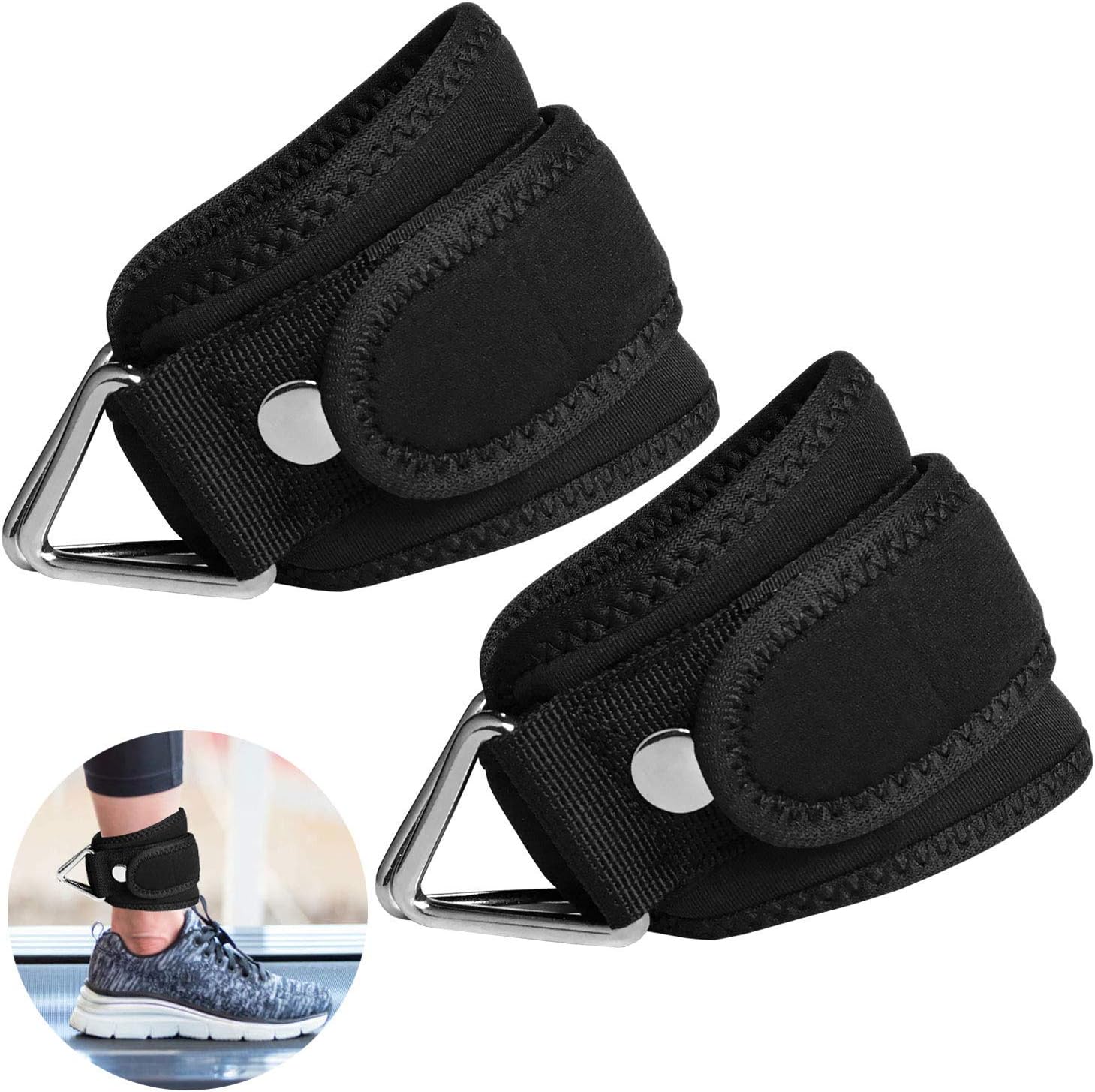 SUPRBIRD Ankle Straps For Cable Machines(2pcs), Gym Workout Fitness Double Ring Neoprene Padded Ankle Cuffs for Legs, Ideal Ankle Cable Straps for Men And Women