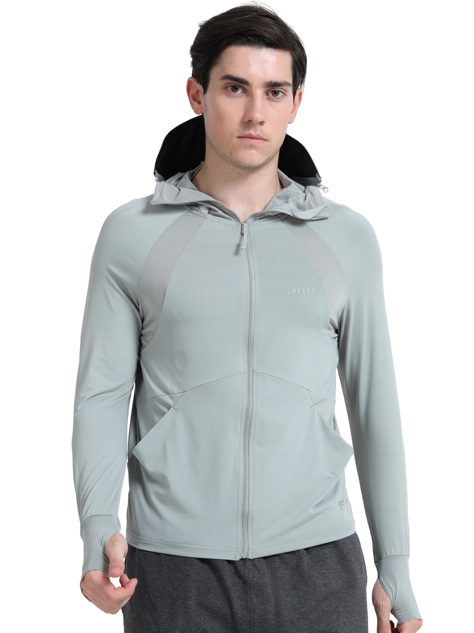 fabsports Men's UV Protection Sun Screen Jacket, Full Zip Sun Protection Clothing, Lightweight with UPF 50+ Protection for Outdoors, with Pockets, Sun Protective Clothing for Men-picture-30