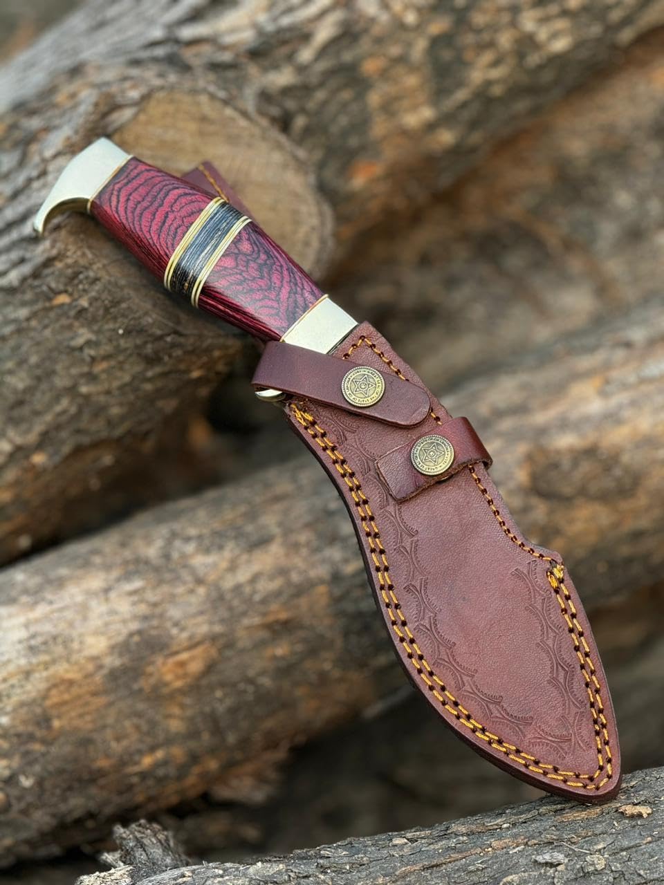 Handmade Damascus Steel Heavy Duty Kukri Knife Sharp Blade, With Leather Sheath Ideal for Hunting, Bushcraft, Survival Kukri knives Chopping, Camping, Outdoor Gift for Men Women - Image 6